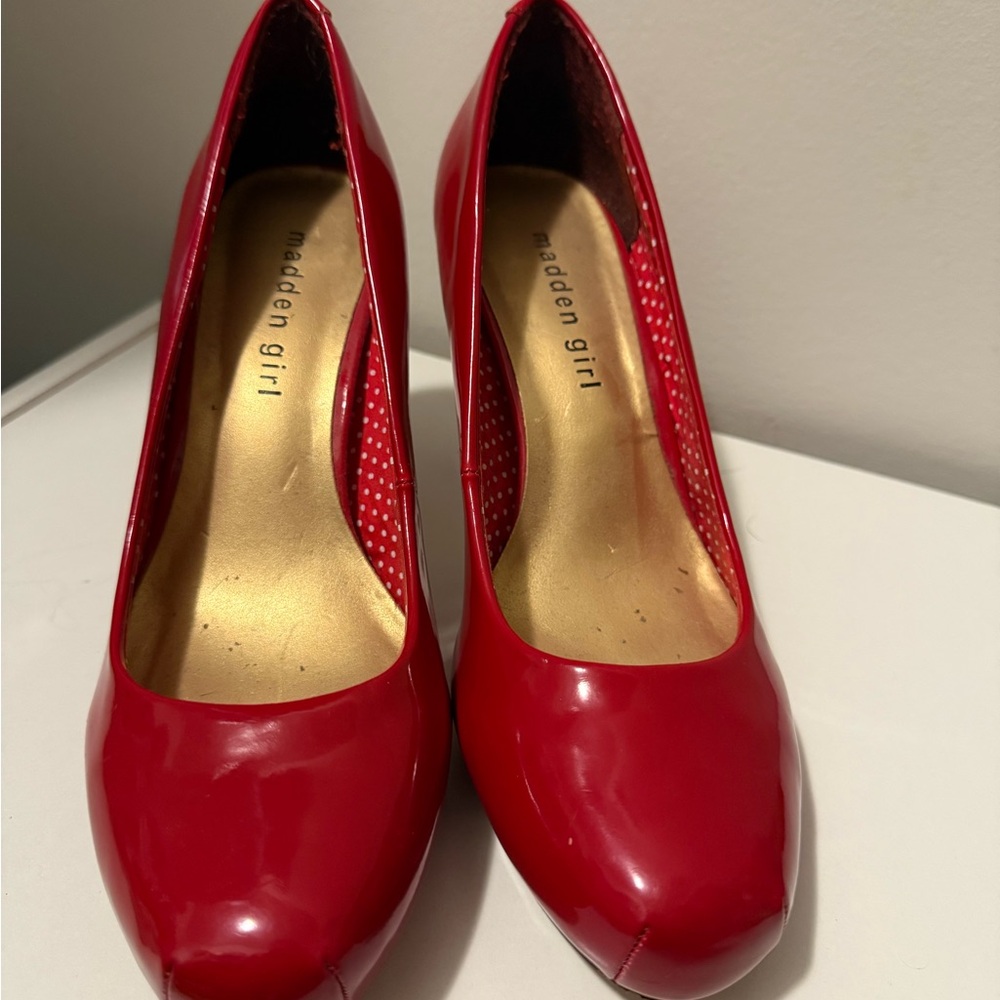 Madden Girl Glossy Red Heels